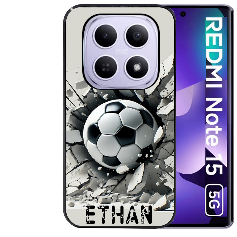 Coque noire taperso pour Redmi Note 15 et PRO PLUS 4G 5G avec motif foot beton personnalisee protection antichoc personnalisée