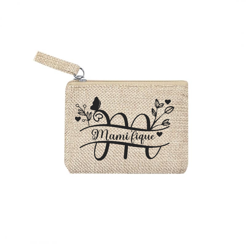 Pochette personnalisée motif mamie magnifique en toile et simili cuir personnalisée