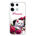 Coque taperso pour POCO M6 PRO 4G avec motif chat fleurs personnalisee protection antichoc personnalisée