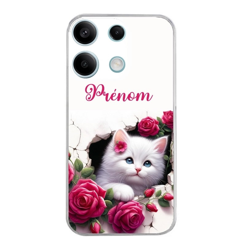 Coque taperso pour POCO M6 PRO 4G avec motif chat fleurs personnalisee protection antichoc personnalisée