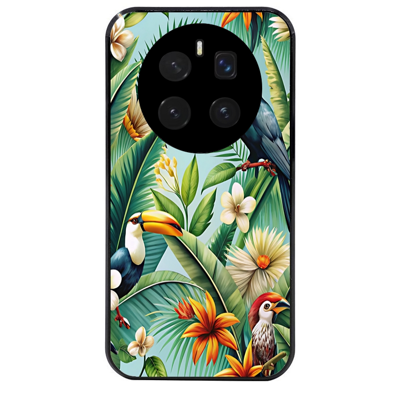 Coque noire taperso pour Magic 7 LITE et PRO avec motif perroquet tropical protection antichoc personnalisée
