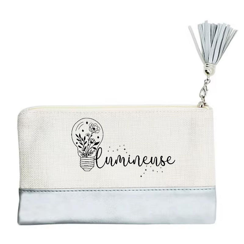 Pochette motif lumineuse en toile et simili cuir
