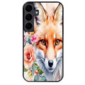 Coque noire taperso pour galaxy A06 A16 A26 A36 A56 avec motif renard fox et fleurs protection antichoc personnalisée