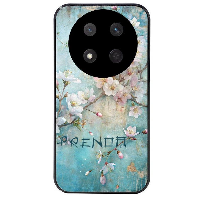 Coque noire taperso pour Magic 7 LITE et PRO avec motif fleur sakura personnalisee protection antichoc personnalisée