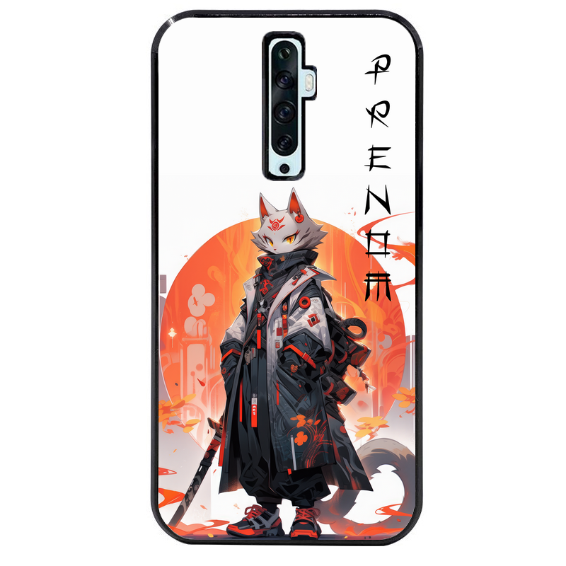 Coque noire taperso pour OPPO Reno 2 et 2Z avec motif anime chat japan personnalise protection antichoc personnalisée