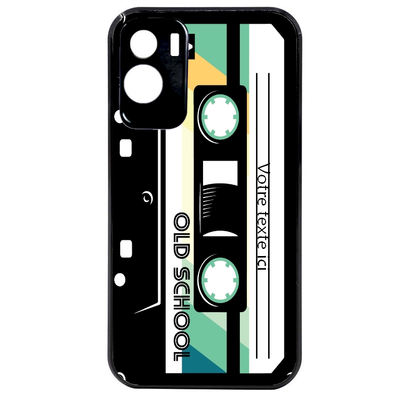 Coque noire taperso pour Honor 70 LITE 90 et LITE personnalisable avec motif cassette vintage protection antichoc personnalisée