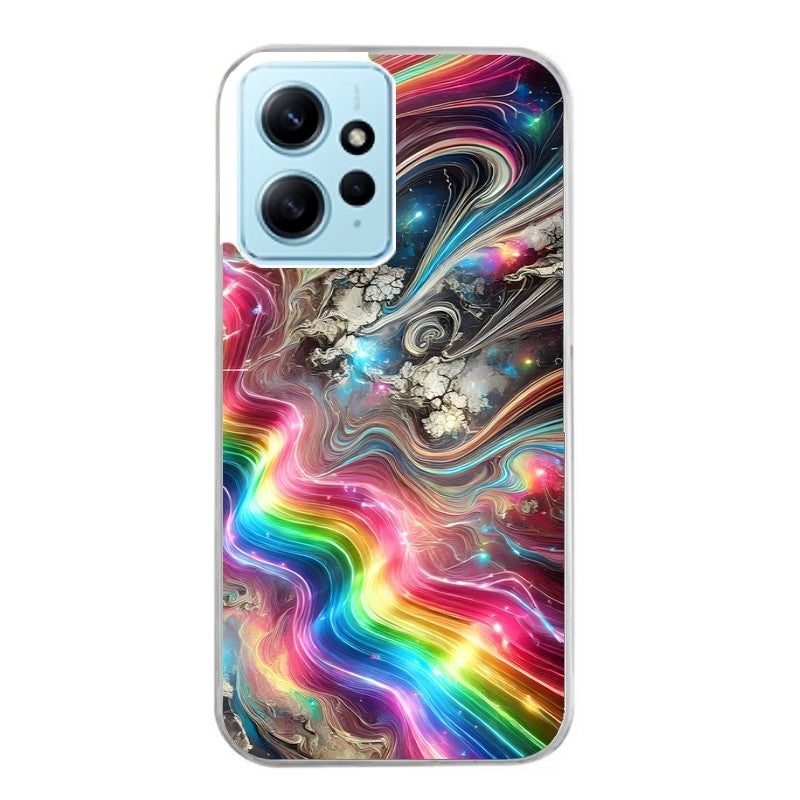 Coque taperso pour Redmi Note 12 4G 5G PRO 4G avec motif marbre arc en ciel protection antichoc personnalisée