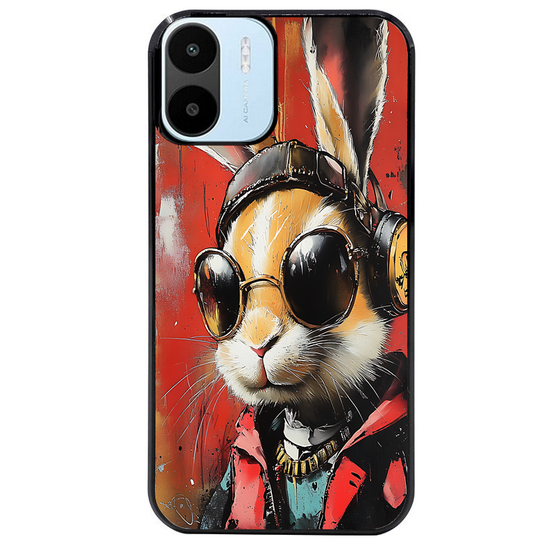 Coque noire taperso pour Redmi A1 et A2 avec motif lapin tag protection antichoc personnalisée