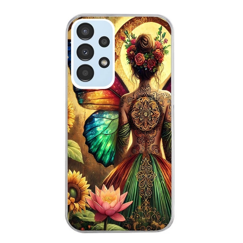 Coque taperso pour Galaxy A13 4G et 5G A23 A53 avec motif fee et fleurs protection antichoc personnalisée