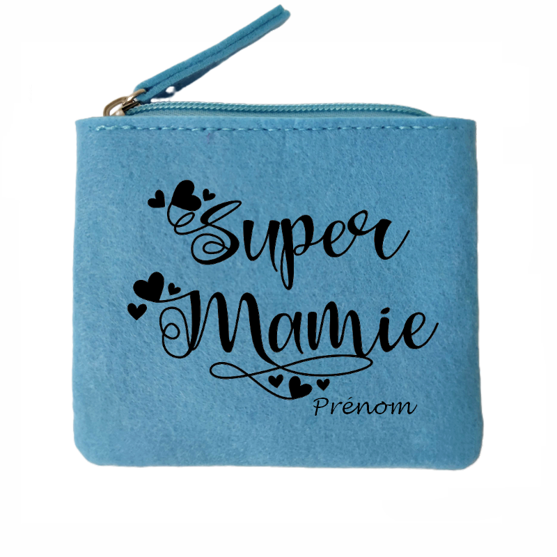 Porte monnaie personnalisé super mamie en feutrine en feutrine