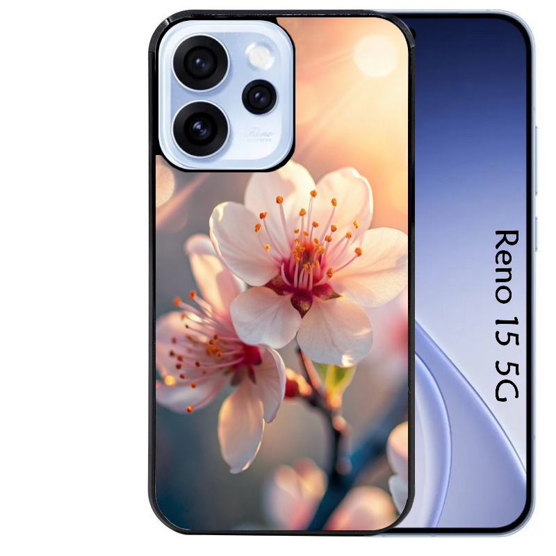 Coque noire taperso pour OPPO Reno 15 et F FS 5G avec motif fleur de cerisier protection antichoc personnalisée