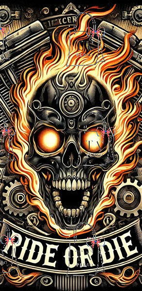 Tête de mort motard flamme