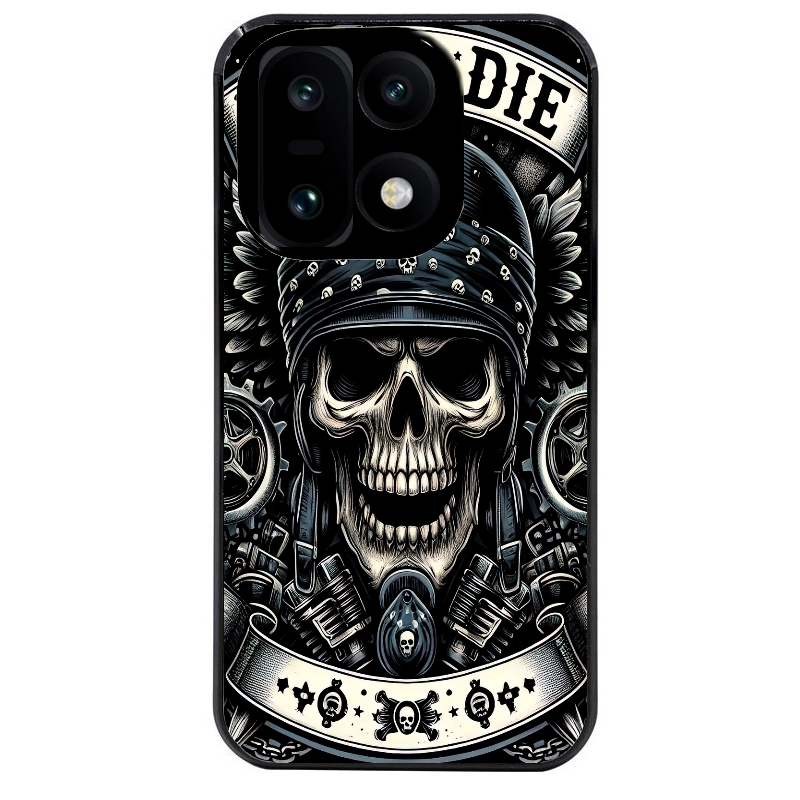 Coque noire taperso pour OnePlus 15 avec motif mort motard protection antichoc personnalisée