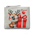 Porte monnaie personnalisé noel renne cadeaux ivoire en feutrine en feutrine ivoire