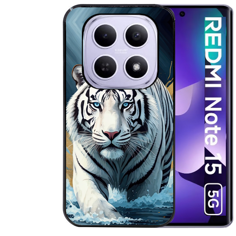 Coque noire taperso pour Redmi Note 15 et PRO PLUS 4G 5G avec motif tigre polaire protection antichoc personnalisée