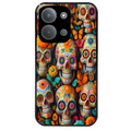 Coque noire taperso pour POCO C85 avec motif mort mexicaine papillon protection antichoc personnalisée