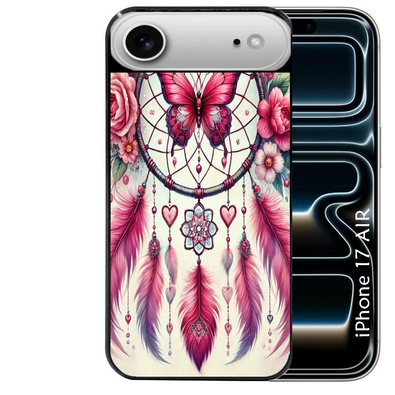 Coque noire taperso pour Iphone 17 17E AIR MAX PRO avec motif dreamcatcher et papillon protection antichoc personnalisée