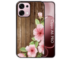 Coque noire taperso pour OPPO A6 PRO 4G et 5G avec motif bois avec fleur rose protection antichoc personnalisée