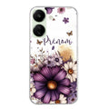 Coque taperso pour POCO C65 4G avec motif fleur violette personnalisee protection antichoc personnalisée