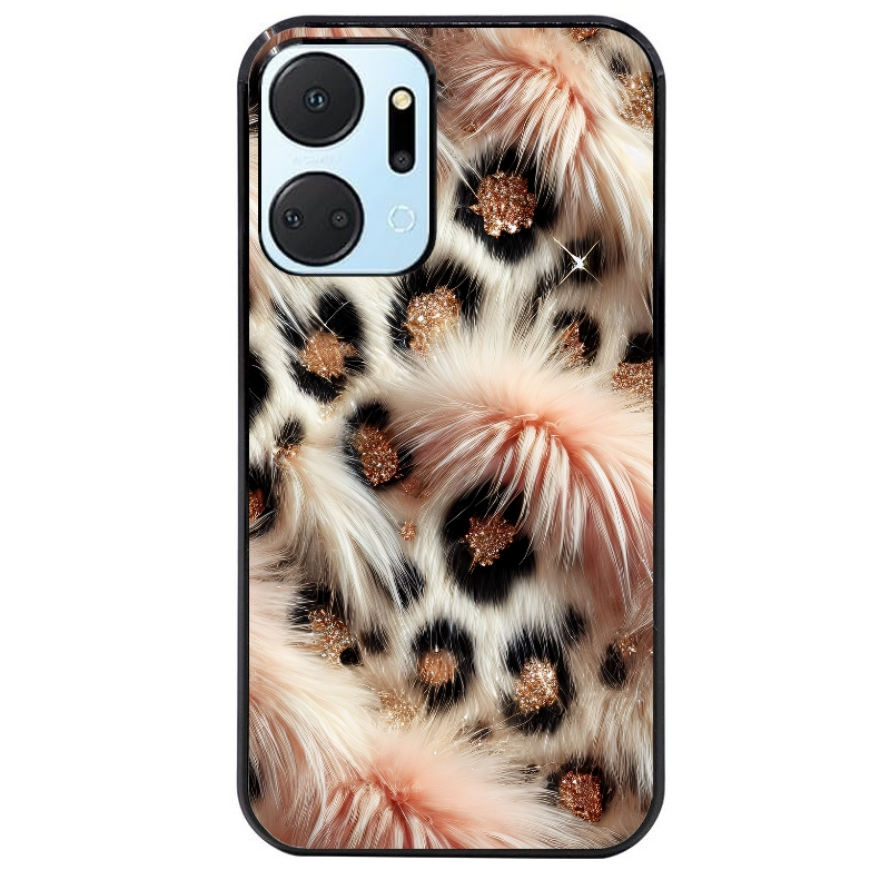 Coque noire taperso pour Honor X7A avec motif effet fourrure leopard 1 protection antichoc personnalisée