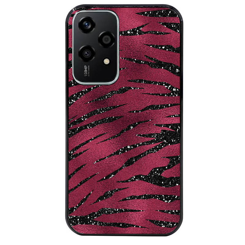 Coque noire taperso pour Honor 200 et Lite Pro Smart avec motif zebre grenat protection antichoc personnalisée