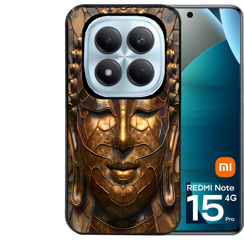 Coque noire taperso pour Redmi Note 15 et PRO PLUS 4G 5G avec motif bouddha et mosaique protection antichoc personnalisée