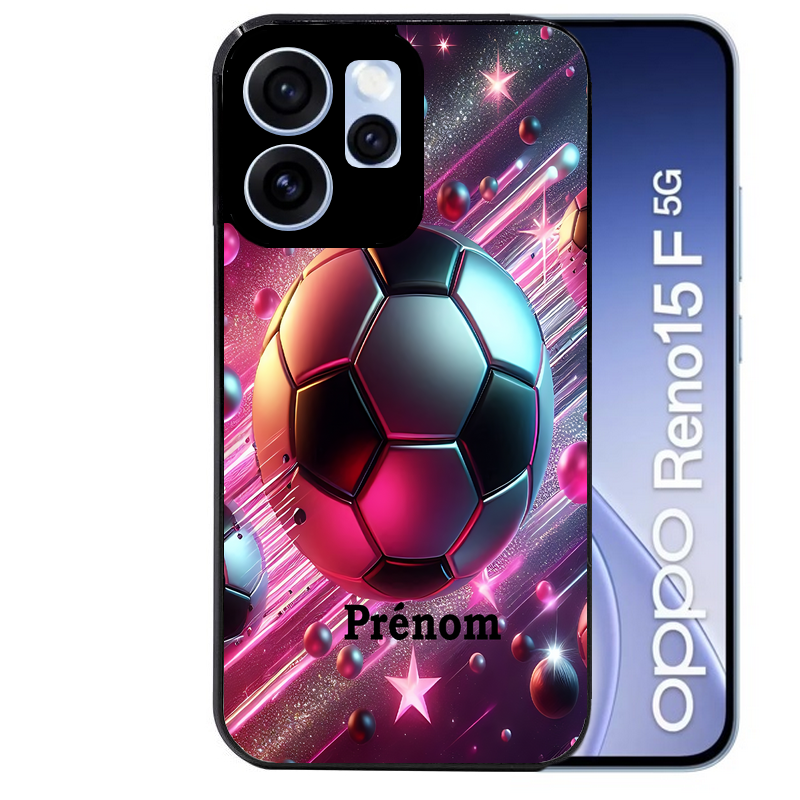 Coque noire taperso pour OPPO Reno 15 et F FS 5G avec motif foot etoile personnalisee protection antichoc personnalisée
