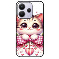 Coque noire taperso pour Redmi Note 14 et PRO PLUS 4G 5G avec motif chat noeud et coeur protection antichoc personnalisée