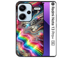 Coque noire taperso pour Redmi Note 13 PRO PLUS 5G avec motif marbre arc en ciel protection antichoc personnalisée