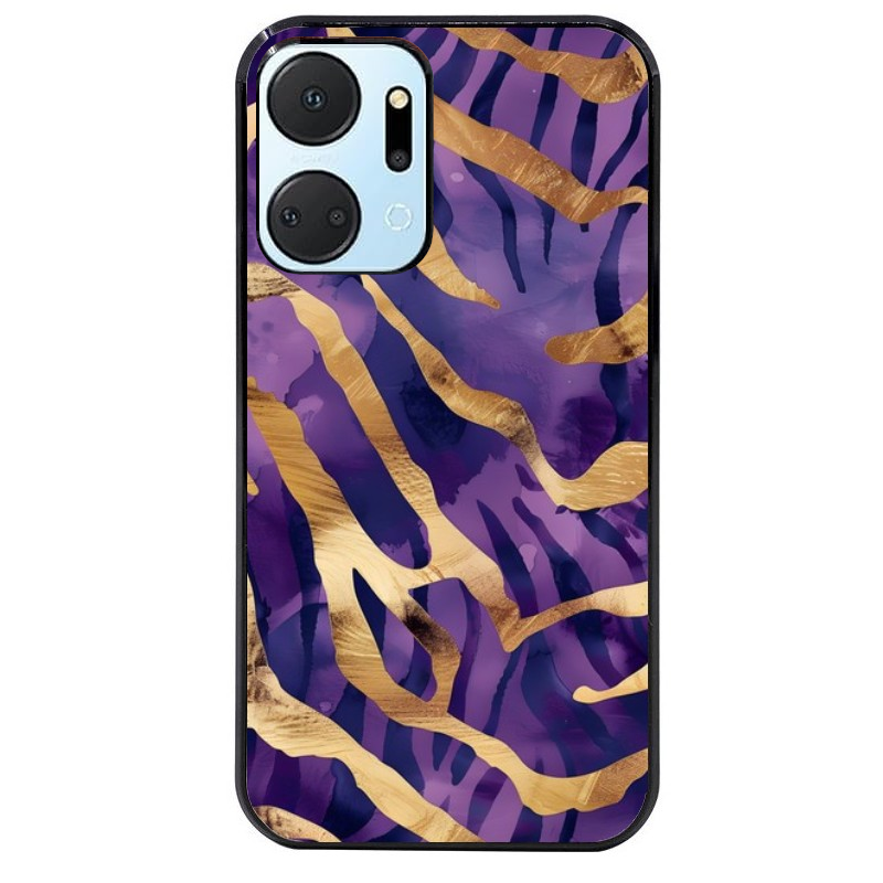 Coque noire taperso pour Honor X7A avec motif zebre violet protection antichoc personnalisée