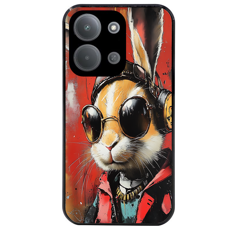 Coque noire taperso pour POCO C85 avec motif lapin tag protection antichoc personnalisée