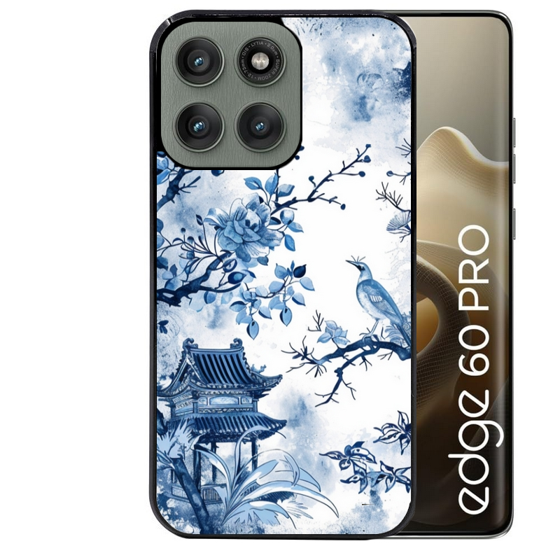 Coque noire taperso pour Moto Edge 60 et Neo Fusion Pro avec motif japan art protection antichoc personnalisée
