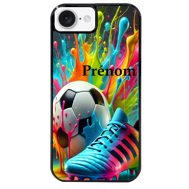 Coque noire taperso pour Iphone 17 17E AIR MAX PRO avec motif foot color personnalisee protection antichoc personnalisée