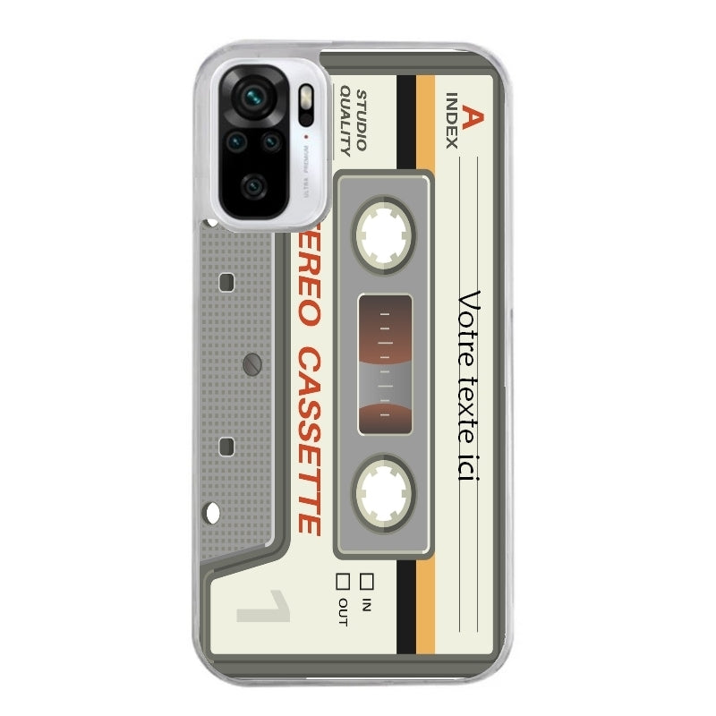 Coque taperso pour Redmi Note 10 4G 5G PRO 10S avec motif cassette grise personnalisable protection antichoc personnalisée