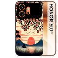 Coque noire taperso pour Honor 600 et 600 PRO avec motif japan cerisier protection antichoc personnalisée