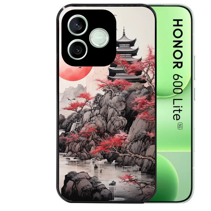 Coque noire pour Honor 600 LITE avec motif japan et temple protection antichoc personnalisée