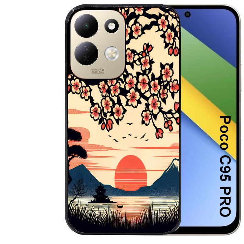Coque pour POCO C95 PRO japan cerisier