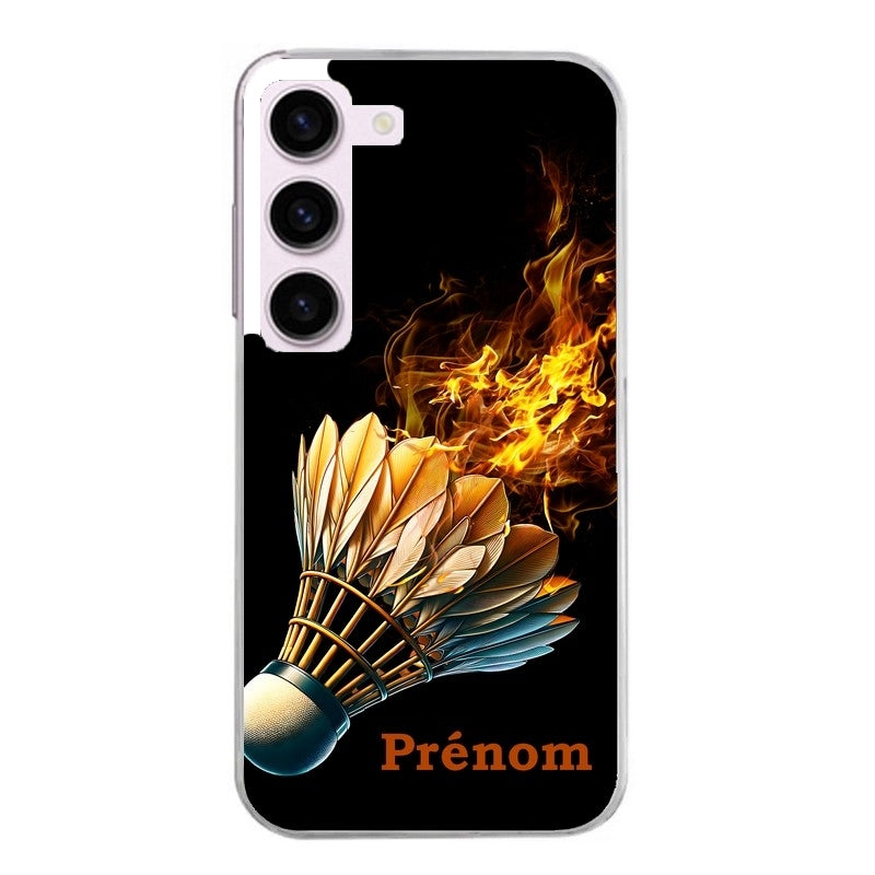 Coque taperso pour Galaxy A13 4G et 5G A23 A53 avec motif badminton flamme personnalise protection antichoc personnalisée