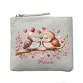 Porte monnaie personnalisé chouette love ivoire en feutrine en feutrine ivoire