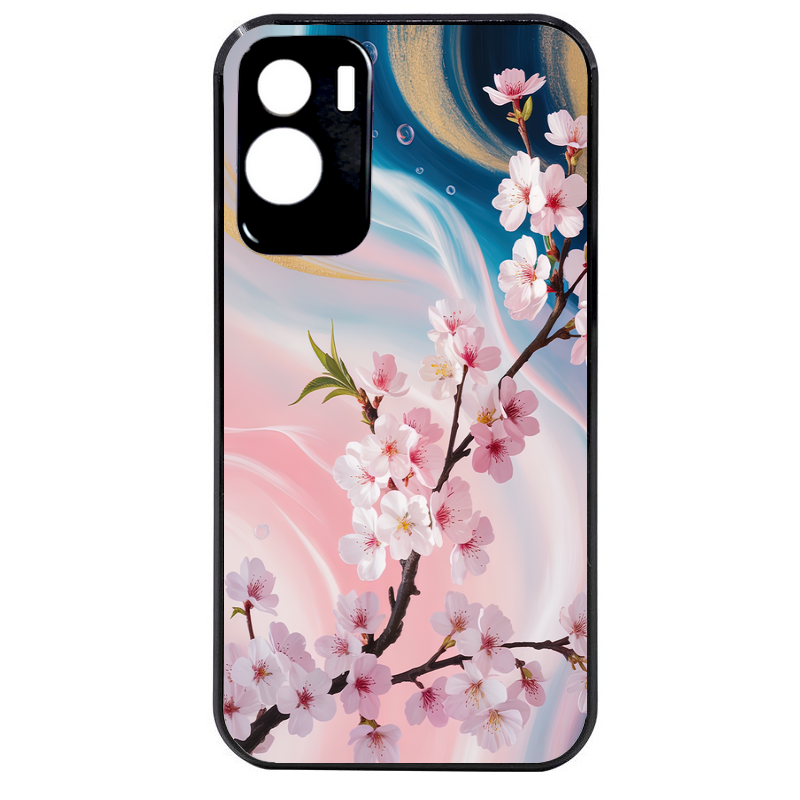 Coque noire taperso pour Honor 70 LITE 90 et LITE avec motif marbre fleur cerisier protection antichoc personnalisée