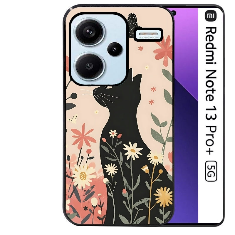 Coque noire taperso pour Redmi Note 13 PRO PLUS 5G avec motif chat papillon 1 protection antichoc personnalisée