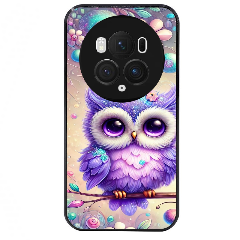 Coque noire taperso pour Magic 5 6 LITE et PRO avec motif chouette violette protection antichoc personnalisée
