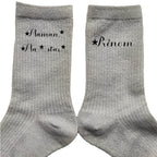 Chaussettes personnalisée paillettes argent motif maman star