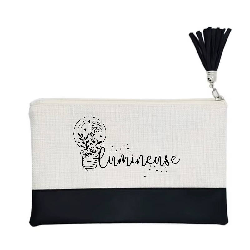 Pochette motif lumineuse en toile et simili cuir