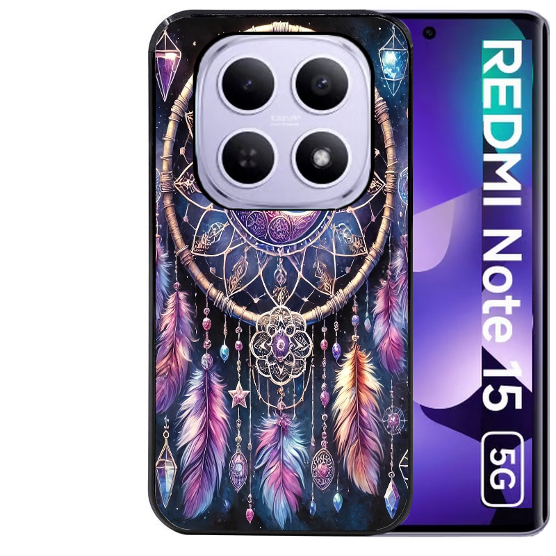 Coque noire taperso pour Redmi Note 15 et PRO PLUS 4G 5G avec motif dreamcatcher et lune protection antichoc personnalisée