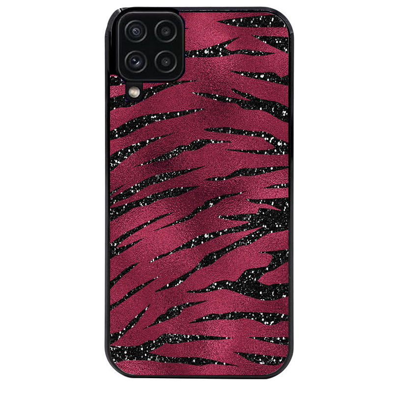 Coque noire taperso pour galaxy A22 A32 A52 A52S 4G 5G  avec motif zebre grenat protection antichoc personnalisée
