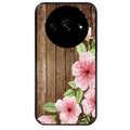 Coque noire taperso pour Redmi A3 avec motif bois avec fleur rose protection antichoc personnalisée