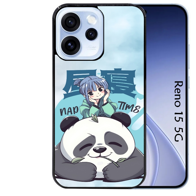 Coque noire taperso pour OPPO Reno 15 et F FS 5G avec motif panda anime protection antichoc personnalisée