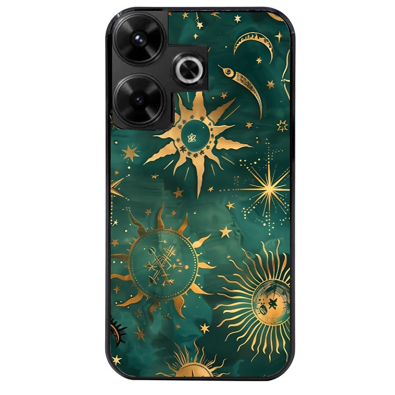 Coque noire taperso pour POCO M6 4G avec motif lune et astro protection antichoc personnalisée