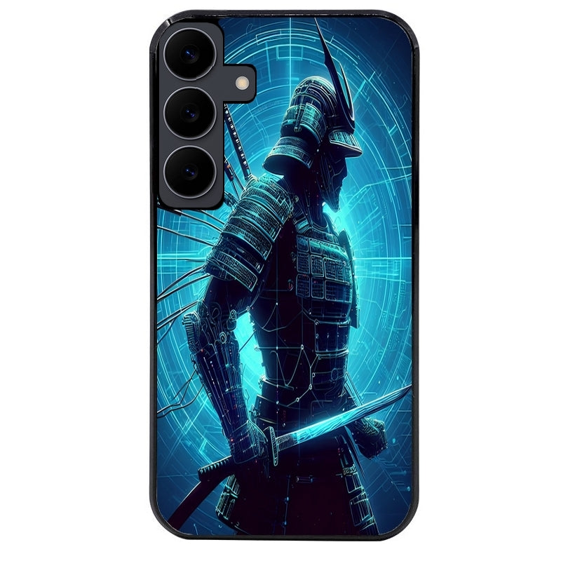 Coque noire taperso pour galaxy A06 A16 A26 A36 A56 avec motif samourai bleu protection antichoc personnalisée